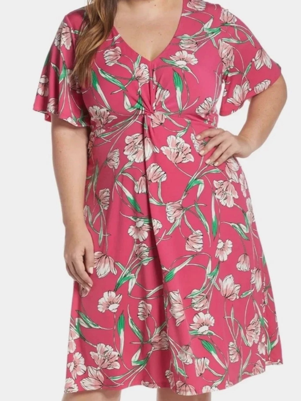 NEW! Leota Betty Wild Tulip Short Sleeve Floral Knee Length Dress Size 3L Career